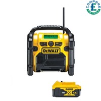 DeWalt DCR020 18V XR DAB+ Compact Digital Jobsite Radio With 1 x 5.0Ah Battery