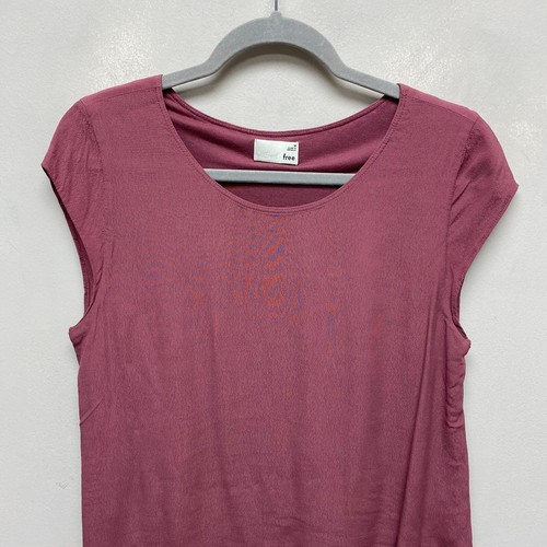 Wilfred Free Womens Burgundy Plain Cap Sleeve Round Neck Viscose Casual Blouse M - Picture 2 of 7