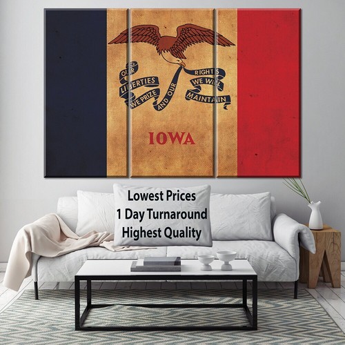 Vintage Iowa Flagge auf Leinwand, Iowa Flagge, Wandkunst, Iowa Foto, Iowa Flagge auf Leinwand - Bild 2 von 6