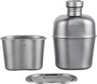 Explorer Bear Titanium Canteen Set, 1100ml + 700ml Cup with Carrying Bag