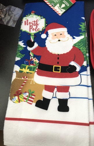 4 pezzi Babbo Natale al Polo Nord Natale 2 asciugamani cucina e 2 porta pentole - Foto 4 di 4