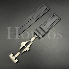 22 24 MM Black Rubber Strap Band Replacement Fits for Panerai Sub Deployment USA