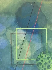 Peinture Gouache Dessin Abstrait Abstraction Géométrique signé Sofie 1990 Art