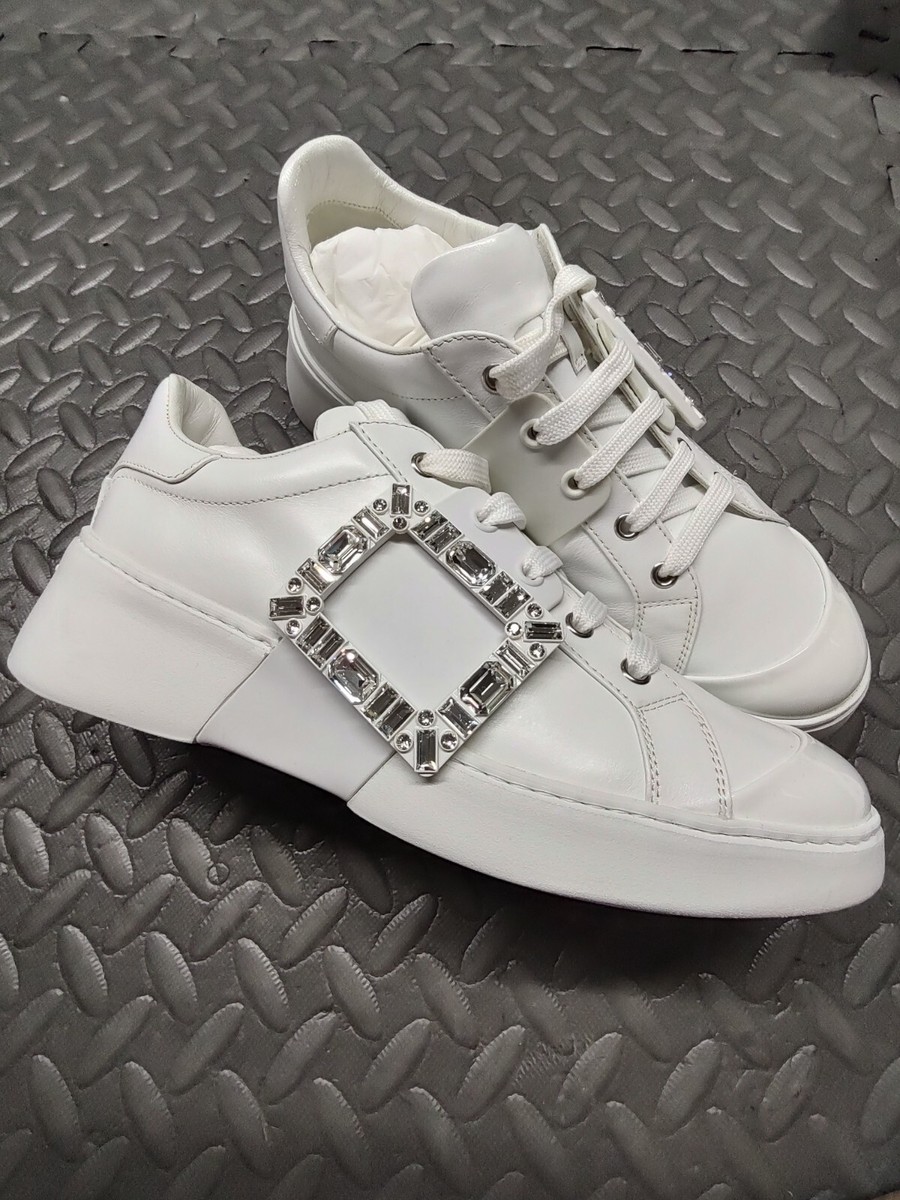 【Roger Vivier】Viv Skate Strass Buc Authentic Roger Vivier Viv' Skate Strass Buckle Sneakers in