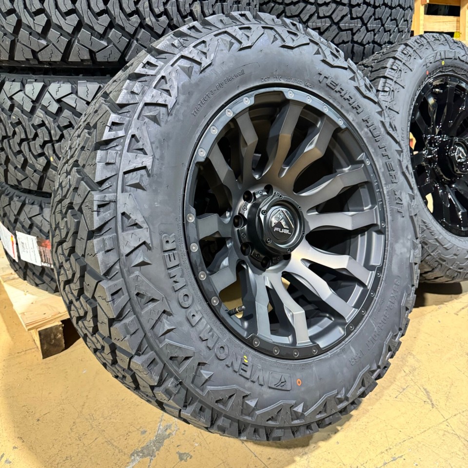 20x10 Fuel D674 Blitz Black Wheels 35" RT Tires 5x5 Jeep Gladiator JT