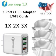 1-3x Fast Charger Block USB Cable QC Wall Power Adapter For iPhone 14 13 12 iPad