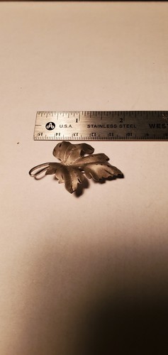 Alfiler de plata de ley vintage para damas diseño de hoja esmerilada, sello 925 de 6,8 gramos - Imagen 2 de 6