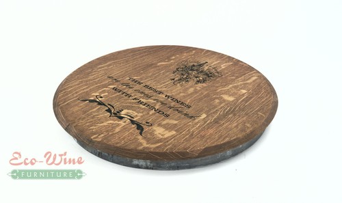Wine Barrel Lazy Susan W/ bottom Metal Small 22'' Handmade - Picture 3 of 3