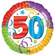 PALLONE MYLAR 50° COMPLEANNO tondo DIAMETRO 45 CM