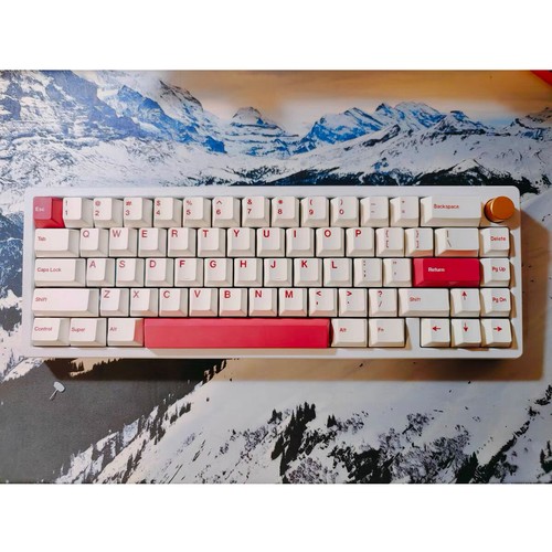 1.7MM Thickness Simple Style Red on White Cherry Profile Dye Subs PBT Keycap Set - Picture 2 of 13