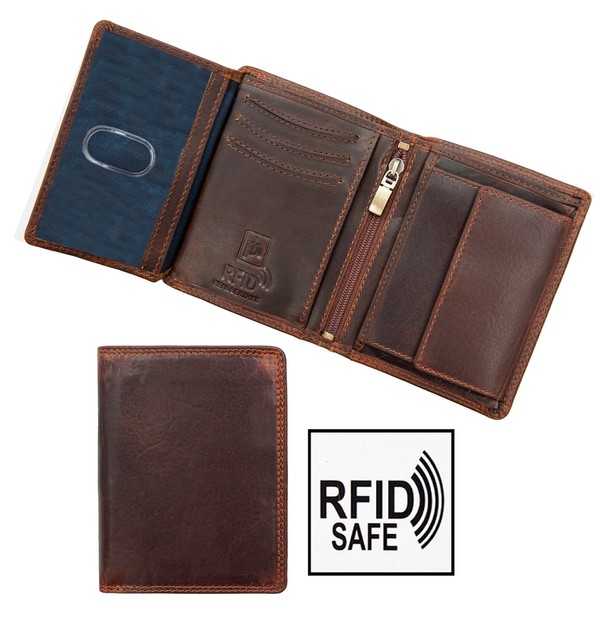 Prime Hide Kara RFID SAFE Brown Leather Vertical Wallet New York Collection New GU11154 Prime Hide Kara RFID SAFE Brown Leather Vertical Wallet New York Collection New GU11154