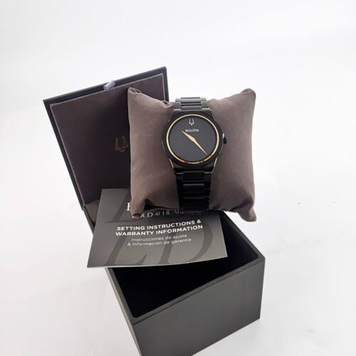 ⌚Bulova 98A313 Modern Slim Movement Quartz Black Dial/Band Men's Watch 41 MM - Picture 2 of 9