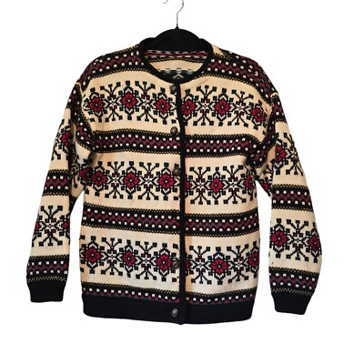 Fair Isle Sweater Cardigan Womens SM/MED Nordic Dark Floral WhimseyGoth Handmade