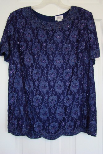 SPECTACULAR LACE HEAVILY BEADED BLOUSE, SZ 26W, by CANDLELIGHT & CHAMPAGNE (NWT) - Picture 6 of 6