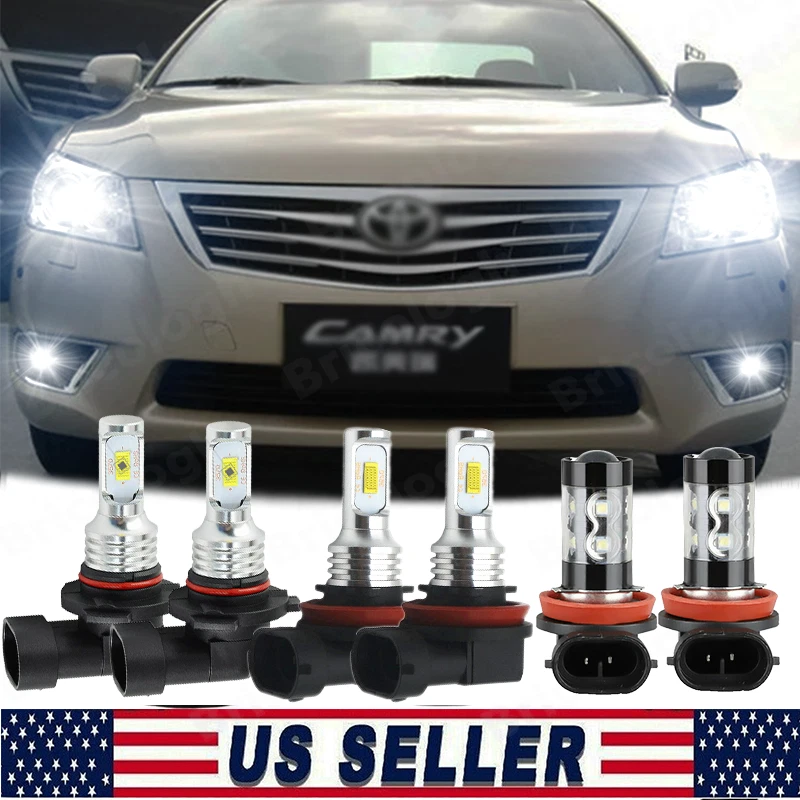 For Toyota Camry 2007- 2014 LED Headlight Bulbs Kit High / Low Beam + Fog Light