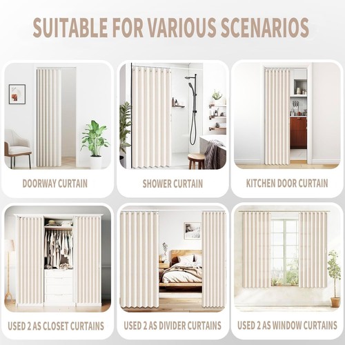 Closet Curtains, Accordion Style Door Curtains for Doorways, Pleated Folding Doo - Picture 4 of 7