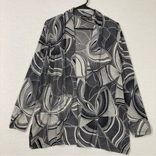 Chico's Travelers Gray Black Stretch Slinky Knit Open Front Cardigan Medium 1