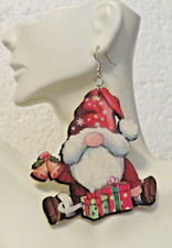 Holiday Gnome Presents Earring 3.25" Yuletide Handcrafted Gnome Collection