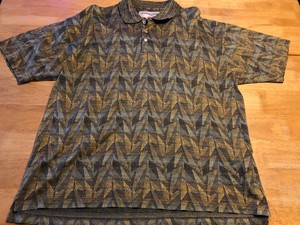 Jhane Barnes Menswear Large Multi Color Geometric Short Sleeve