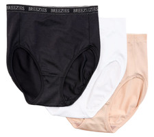 Breezies Set of 3 Nylon Microfiber Hi-Cut Briefs Medium Basic A568029 5331