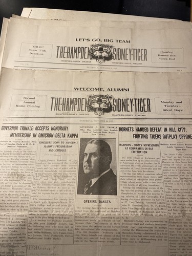 1925 Newspaper Lot 19 Hampden Sidney College Tiger Virginia Sydney Football RARE - Picture 4 of 15