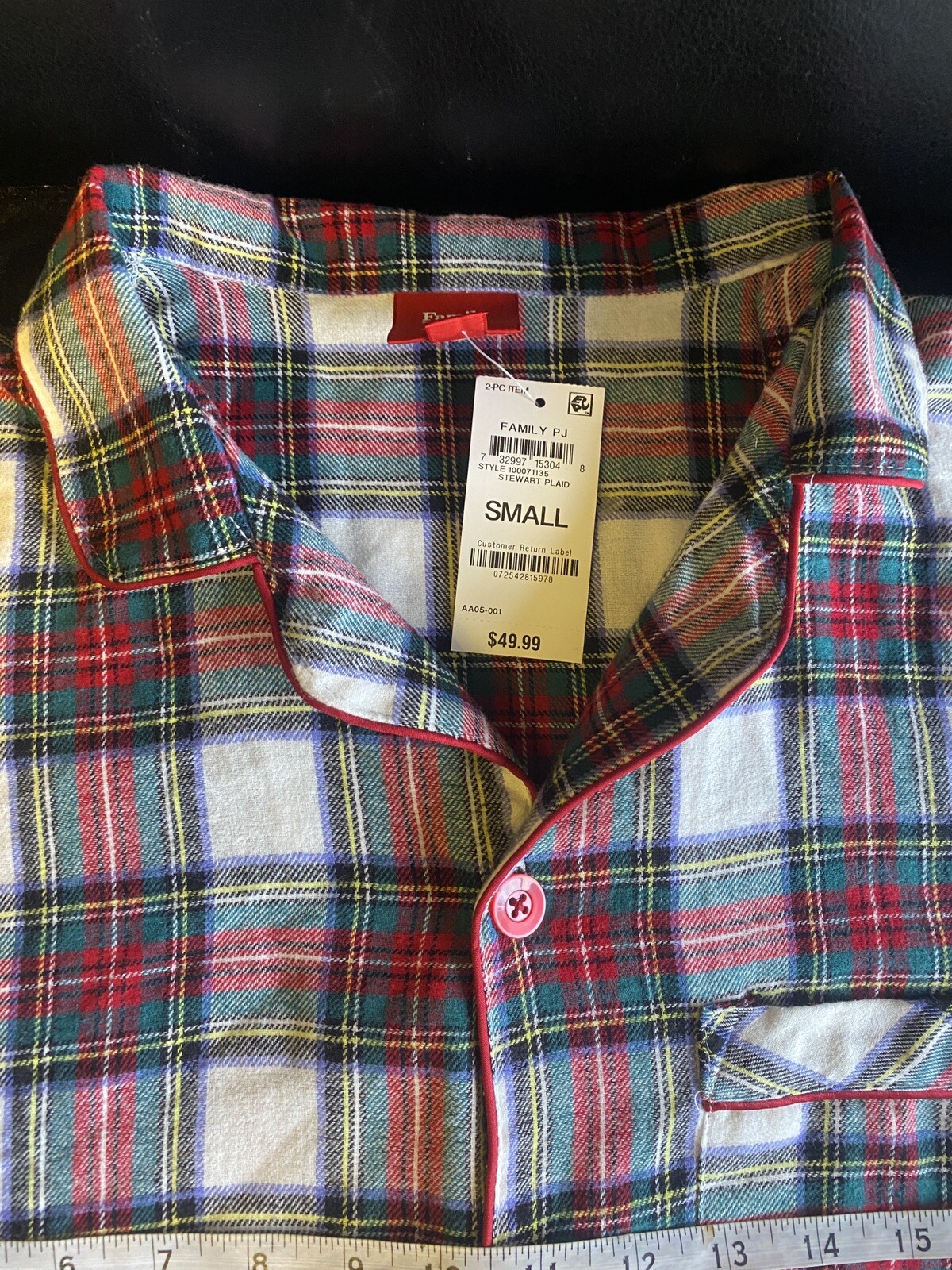 Family Pajamas 2-PC Stewart Plaid Cotton Knit Plaid 100% cotton size S