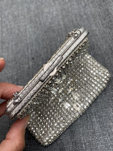 Vintage Sparkling Cocktail Evening Formal Handbag Bag With Rhinestones Crystals - Picture 5 of 7