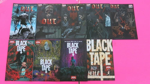 OUT  # 1,2,3,4,5 COMIC AWA Black Tape # 1,2,3,4 Two stories 9 lot