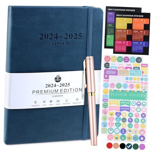 Hourly Planner 2024-2025, Planner 2024-2025 Daily Weekly and Monthly, Blue 01