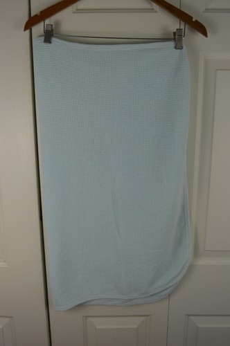 Baby Morgan Aqua Blue Thermal Baby Blanket Waffle Weave Cotton USA Made Vintage - Picture 10 of 11