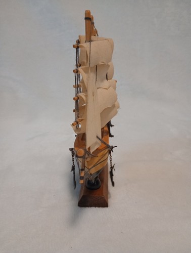Vintage Wooden Ship, Sail Boat 6.5" X 6.5" - Picture 2 of 10
