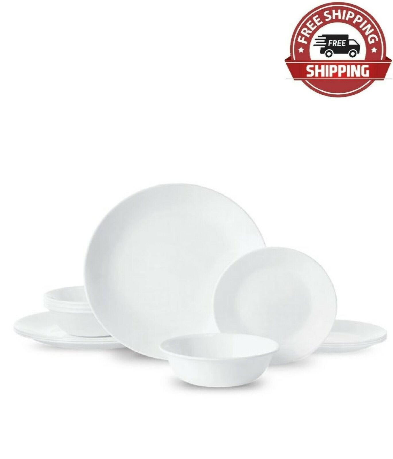 Corelle Country Cottage, White and Green Round 12-Piece Dinnerware Set