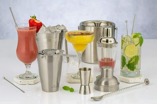 Viners Stainless Steel Barware Double Dual Spirit Measure Cocktail Jigger Silver - Picture 3 of 5