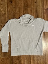 Under Armour Sweatshirt Women s Size Medium Gray Cowl Neck Loose Fit Spell Out
