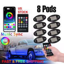 8 Pods Rgb Led Rock Lights Offroad Truck Underbody Music Bluetooth Neon Lights 8 Pods Rgb Led Rock Lights Offroad Truck Underbody Music Bluetooth Neon Lights