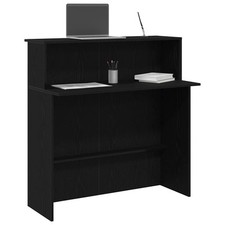 Black Reception Desk 100x50x103.5 cm Office Front Desk Table
