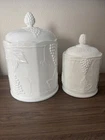Vintage Indiana Milk Glass Colony Harvest Canisters Set Of 2