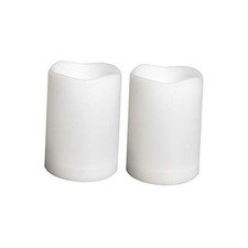 Waterproof Outdoor Flameless Pillar Candles with Timer White-3"x4"-Timed-2 Pack