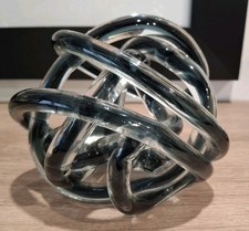 Art Glass Knot Sculpture Paperweight Spiral Twist 6”