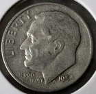 1954 D  ROOSEVELT  10c DIME 90% Silver American Coin #4