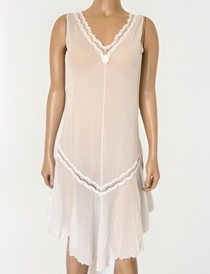 Vintage Galeries Lafayette Sheer Dress Lace Pale Blue Medium Made In Italy