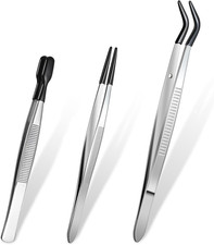 3 Pieces Tweezers with Rubber Tips, Craft Sticker Rubber Tipped Tweezers Stra...