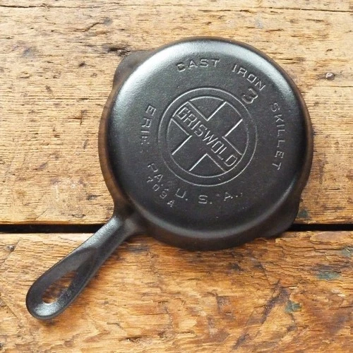 Vintage GRISWOLD Cast Iron SKILLET Frying Pan # 3 LARGE BLOCK LOGO - Ironspoon