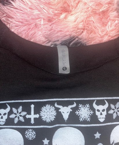 Happy Holidays 3/4 SLV schwarz Totenkopf festlich Halloween auf Weihnachten Top für Frauen XL - Bild 7 von 9