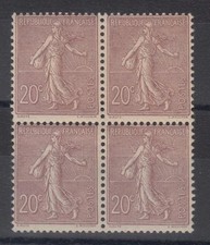 FRANCE 1903 SOWER 20c BLOCK OF 4, MNH YVERT 131 €645