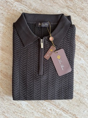 Luxury Strick Polo mit Zip - Wolle/Seide - Old Money Style - Kurzarmshirt- L
