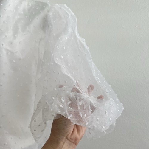 Zara White Organza Puff Sleeve Top Blouse Bloggers Size MEDIUM - Picture 11 of 15