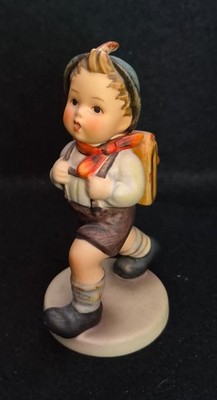 M.J. Hummel Goebel School Boy 82/0 W Germany 4'' TMK 3 Boy Book Bag Feather Cap