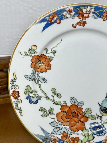 2 Wood and Sons England Woods Pat 416 Plates Porcelain Birds Flowers 6" c1917 - Picture 12 of 14