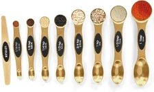 Magnetic Measuring Spoons Set Stainless Steel with Leveler-9pcs 9pcs, Gold 